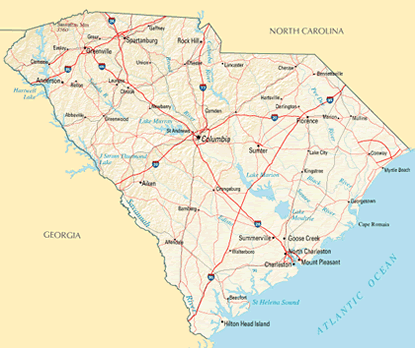 Download PDF map of South Carolina